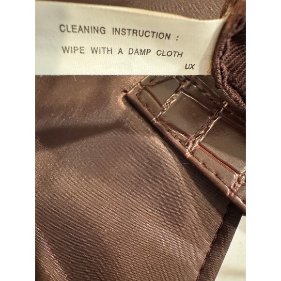 Vintage Y2K Diane von Furstenberg Brown Nylon Faux Croc Trim Tote Bag - Picture 10 of 12